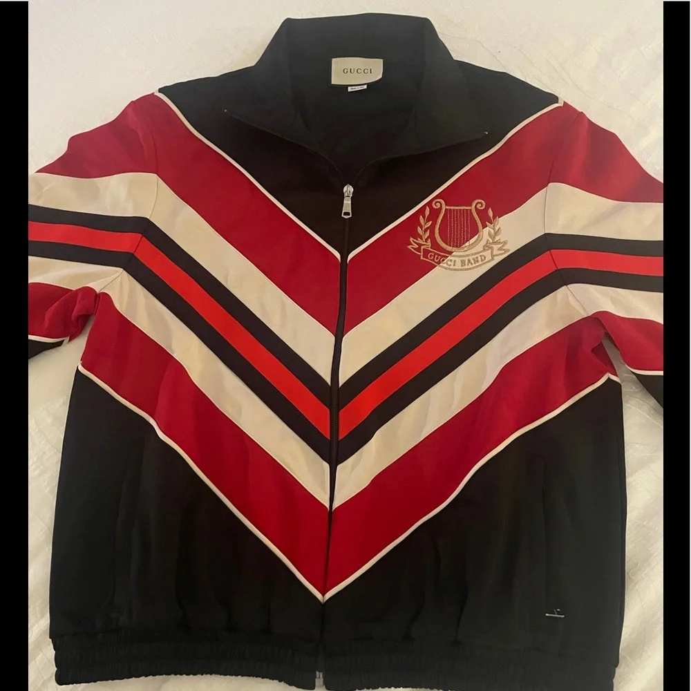 Gucci Chevron Red Stripe Track Jacket with Lyre Sz M - Picture 7 of 11